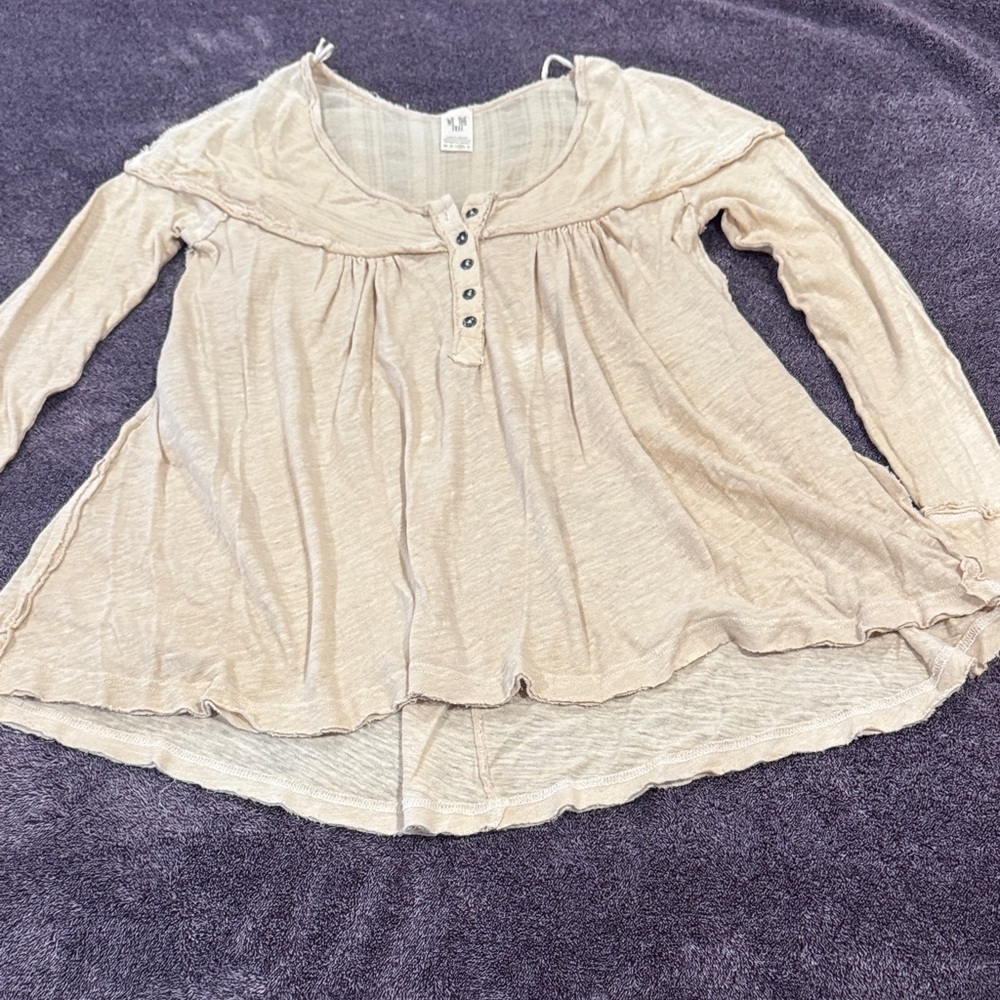 We The Free Cream Long Sleeve Blouse